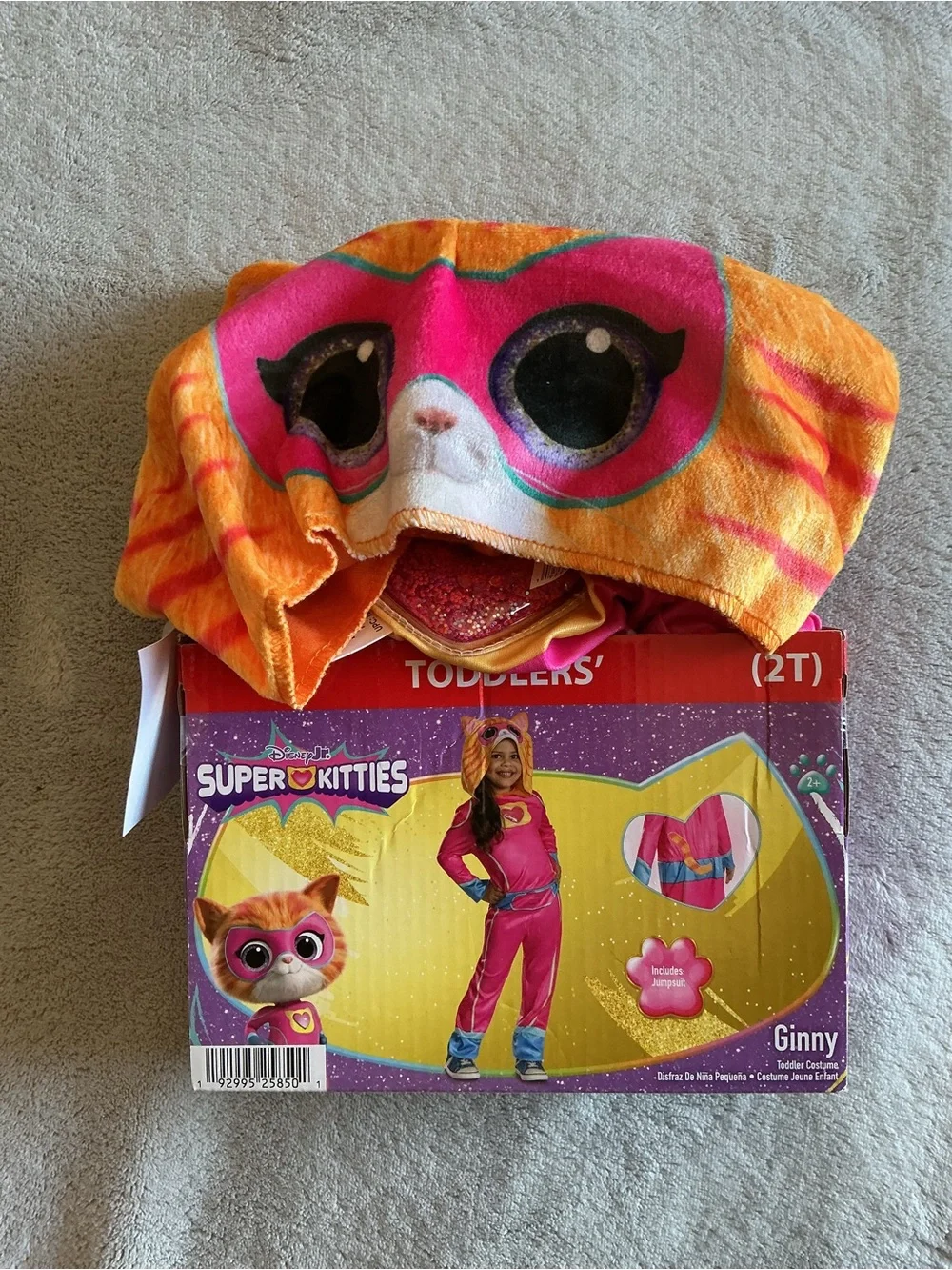 NWT Disney Super Kitties Ginny Toddler 2T Costume Hooded Cat Ears Pink Jumpsuit